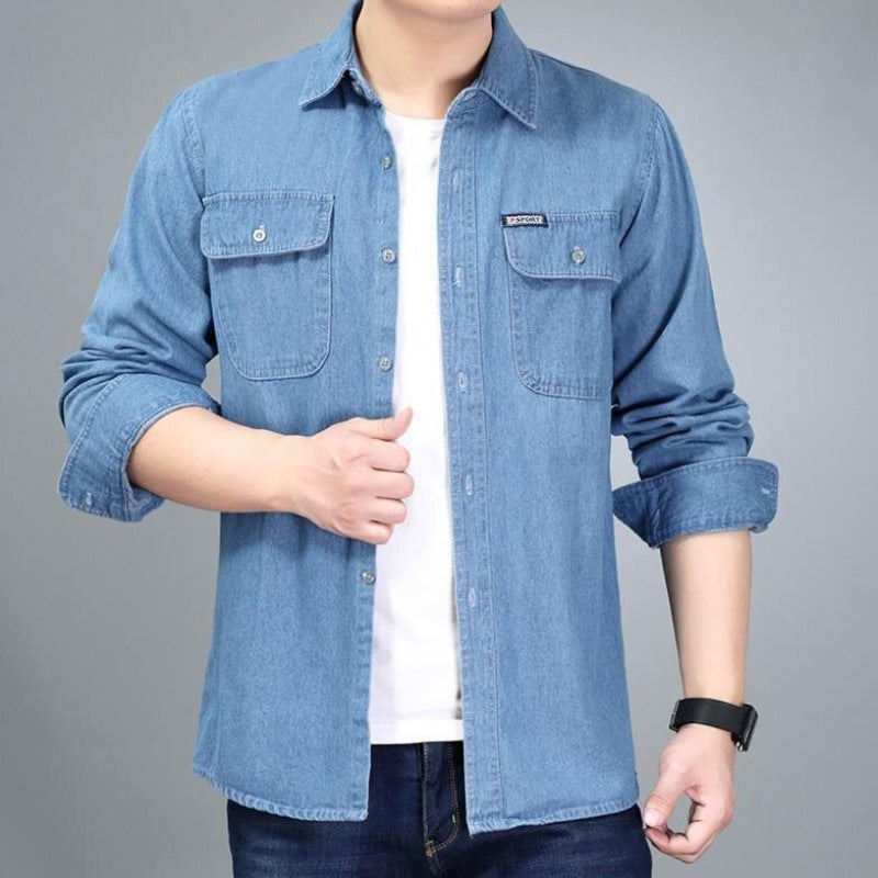 Denim Shirts Spring and Autumn Men's Casual Long Sleeve Denim Shirt Jacket