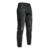 J Shaped Jeans Men's New Skinny Ripped Leg Opening Zipper Jeans