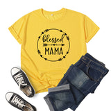 Boy Mama T Shirt Blessed Mama Printed Short Sleeve round Neck T-shirt