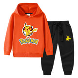 Children Pokemon Pikachu Hoodie & Pant Set Hooded Sweater Trousers Two-Piece Baby Cotton Sweater Set