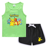 Children Pokemon Pikachu Tshirts & Shorts Casual Sports Vest Sleeveless Undershirt Suit Neutral