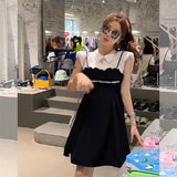 Black and White Dress French Style Shirt Dress