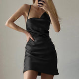 Body Fitting Dresses Summer Slip Dress Sexy Backless Lace up Slim Dress