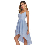 Prom Dresses Deep V Strap Sexy Irregular Hem Striped Summer Beach Dress