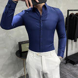 Men Shirts Business Slim-Fit Long-Sleeved Shirt