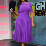 Mariah Carey See through Dress plus Size High Waist Fashion Pleated Dress