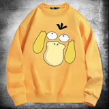 Men and Women Pokemon Pikachu Hoodie Pokémon Psyduck Crew Neck Pullover Sweatshirt