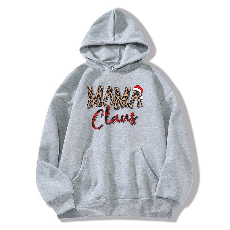 Boy Mama Hoodie Leopard Print Christmas Print Hooded Hoodie