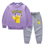 Children Pokemon Pikachu Hoodie & Pant Set Two-Piece Baby Cotton Sweater Set