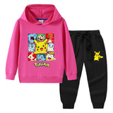 Children Pokemon Pikachu Hoodie & Pant Set Sweater Suit Cotton Trendy
