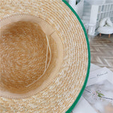 Straw Hat Flat Top Hat Summer Sun Protection by the Sea Beach Hat