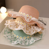 Straw Hat Mesh Little Daisy Seaside Beach Hat Princess Hat Children's Straw Hat