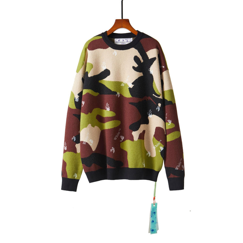 Off White Winter Fleece Sweatshirts Autumn and Winter Letters Crew Neck Pullover Sweater Men and Women