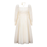 Fairy Dress Women's Long-Sleeved Dress Early Autumn off-White Temperament French Hepburn Style Autumn Winter Skirt