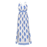 Beth Dutton Bohemian Dress Summer Spring Midi Dresses Sexy Retro Printed Slit Backless Lace up Dress