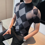 Men Short Sleeve T-shirt Summer Men's Short Sleeve Knitted T-shirt