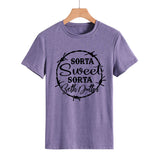 Beth Dutton Outfits Sorta Sweet Sorta Beth Dutton round Neck Casual Short Sleeve Loose plus Size Fashion T-shirt