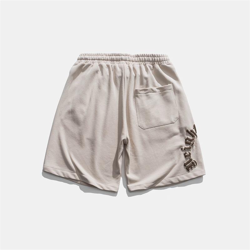 2022 Summer Man Outfits Printed Leather Tag Shorts