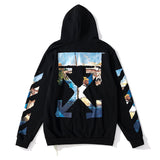 Off White Zipper Hoodie Spring and Autumn Monet Oil Painting Zipper Cardigan Hoodie Coat