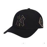 La 59fifty Hats MLB Baseball Cap Side Seam Label Golden Edge Men's and Women's Hard Top NY Peaked Cap