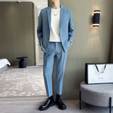 Double Brewed Seersucker Suit Spring Men Leisure Suit