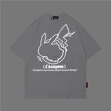 Men T Shirt Summer Casual Tops Cartoon Reflective Printed Short Sleeve T-shirt