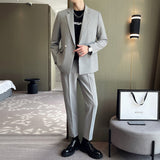 Double Brewed Seersucker Suit Spring Men Leisure Suit