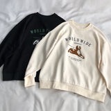 Diana Harvard Sweatshirt Cartoon Towel Embroidery Letter Printed Sweatshirt Female Leisure Pullover
