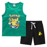 Children Pokemon Pikachu Tshirts & Shorts Vest Middle Pants Sports Casual Thin Two Pieces