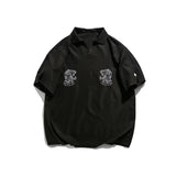 Men T Shitrs Tiger Embroidery Pattern Lapel Polo Shirt