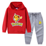 Children Pokemon Pikachu Hoodie & Pant Set Hooded Sweater Trousers Two-Piece Baby Cotton Sweater Set
