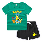 Children Pokemon Pikachu Tshirts & Shorts Leisure Sports Suction Suit Neutral