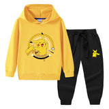 Children Pokemon Pikachu Hoodie & Pant Set Hooded Sweater Trousers Two-Piece Baby Cotton Sweater Set