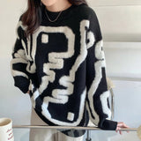 Dinosaur Sweaters Cartoon Dinosaur Pullover Thick Sweater Loose Student Knitwear