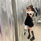 Black and White Dress French Style Shirt Dress