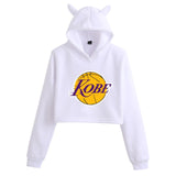In Memory of Kobe Hoodie Kobe Peripheral Printing Casual Women Navel Cat Ear Sweater