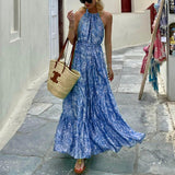 Women Bohemian Dress Women's Summer Sleeveless Printed Dress