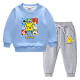 Children Pokemon Pikachu Hoodie & Pant Set Fleece Lined Padded Warm Keeping Winter Clothes Sweatershirt Suit