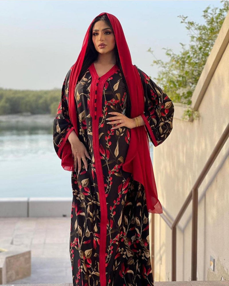 Muslim Women Stylish Kashibo Abaya Muslim Ladies Long Gown Islamic Clothing Jilbab Jalabiya Loose Print Dress