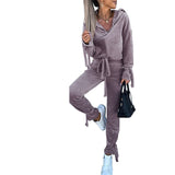 Women Pants Suit Autumn and Winter Solid Color Fashion Loose Two-Piece Suit