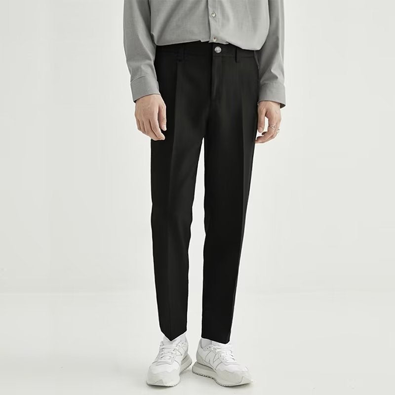 Men Suit Pants Cropped Pants Straight Loose Pants Business