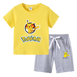 Children Pokemon Pikachu Tshirts & Shorts Cotton Short Sleeve Shorts Two Pieces Neutral