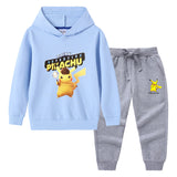 Children Pokemon Pikachu Hoodie & Pant Set Hooded Sweater Trousers Two-Piece Baby Cotton Sweater Suit