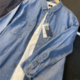 Denim Shirts Men's Long Sleeve Baggy Coat