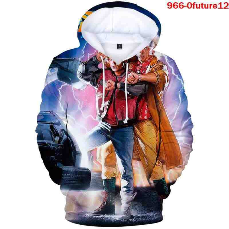 Back to the Future Costume Printed Sweater Spring and Autumn plus Velvet Full Color Hoodie Casual Top