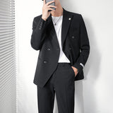 Double Brewed Seersucker Suit Slim Fit Men's Casual Solid Color