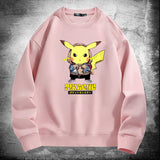 Men and Women Pokemon Pikachu Hoodie Pokémon Pikachu Crew Neck Pullover Sweatshirt