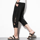 Linen Pants Straight Leg Pants Drawstring Lightweight Elastic Beach Pants Summer Loose plus Size Men's Casual