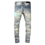 Amiri Trousers New US Amiri Leisure Washed-out Splash Ink Painted Slim Jeans Men