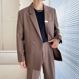 Double Brewed Seersucker Suit Leisure Suits for Men Baggy Coat